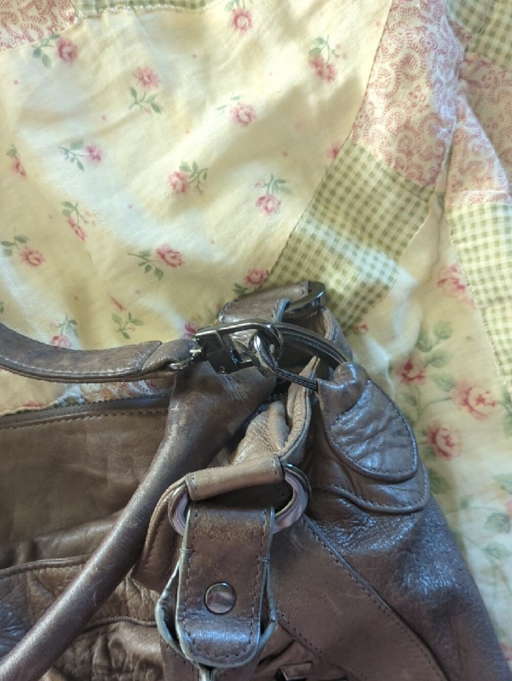 Treesje Leather Brown Studded Hobo Bag - Picture 13 of 14